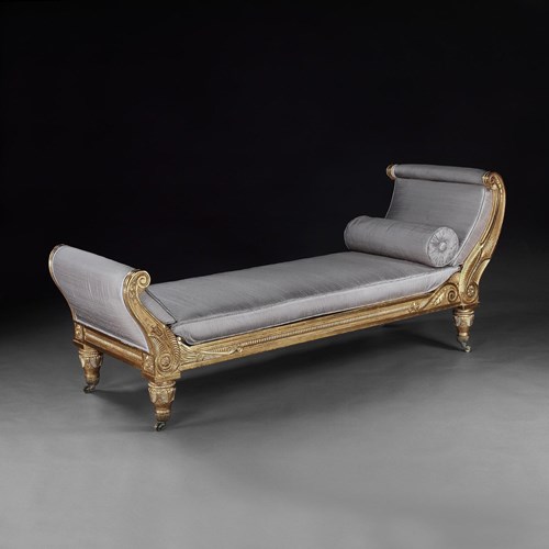 Morel And Hughes Regency Carved Giltwood Daybed Likely Made For Badminton House 
