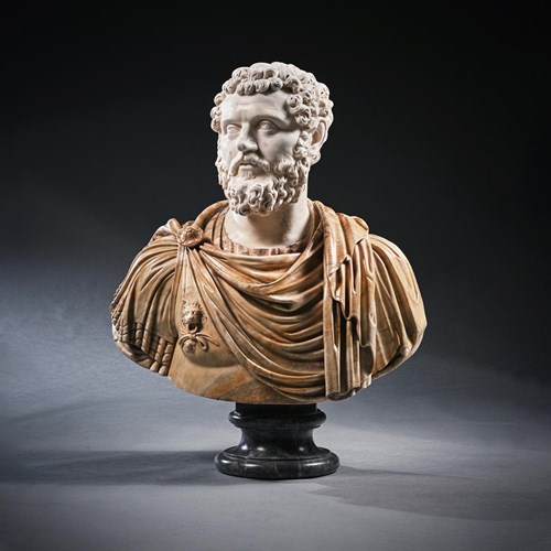 18Th Century Italian Carved Marble Bust Of Septimius Severus