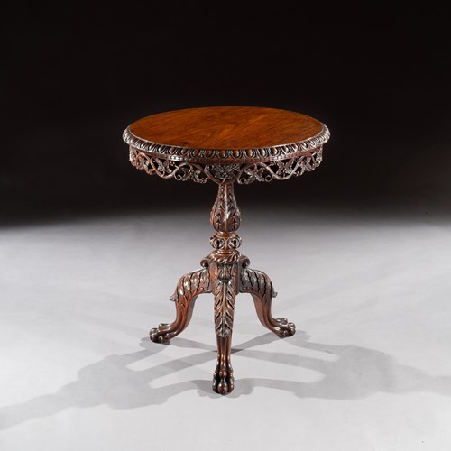 19th C Finely Carved Anglo Indian Teak Table 