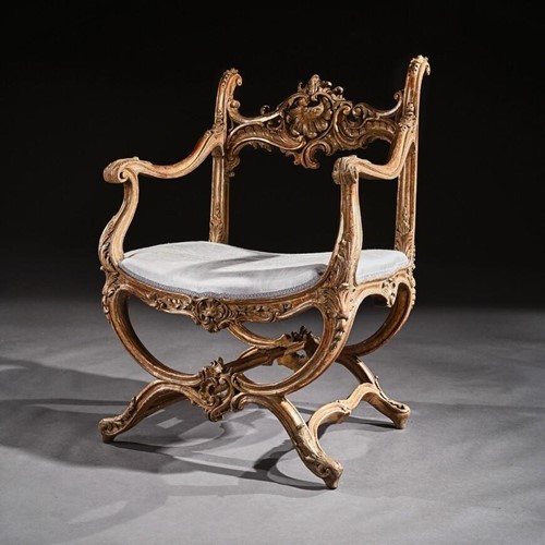 19th C. Italian Venetian Carved Giltwood Armchair