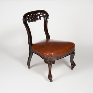 Rare Victorian Mahogany Leather Uph...