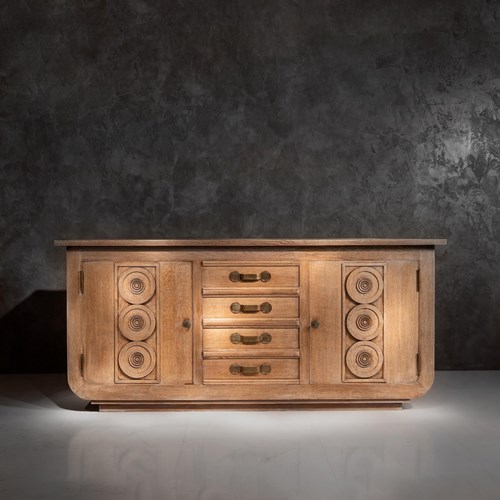 French Gaston Poisson Art Deco Oak Sideboard Buffet 1940.