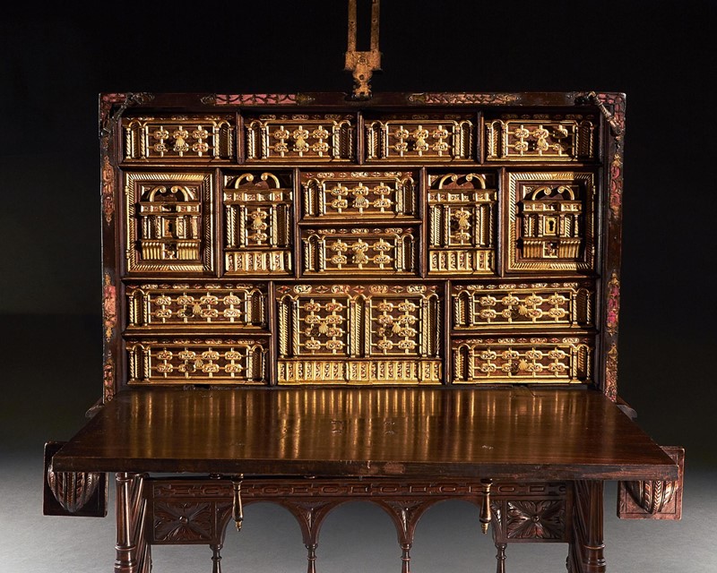 17Th Century Spanish Walnut Vargueno Desk On Stand-loveday-6-large-main-637884726893714410.jpg