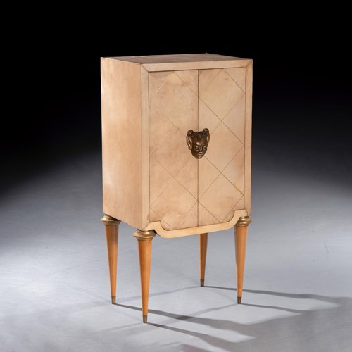 Maurice Jallot French Art Deco Parchment Inlaid Cabinet
