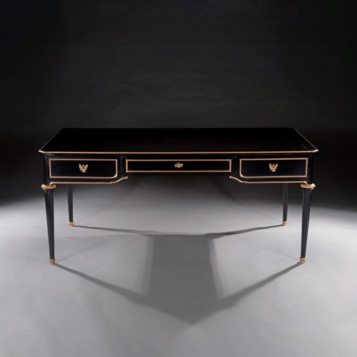 Late 19Th Century French Ebonised Bureau Plat Writing Table
