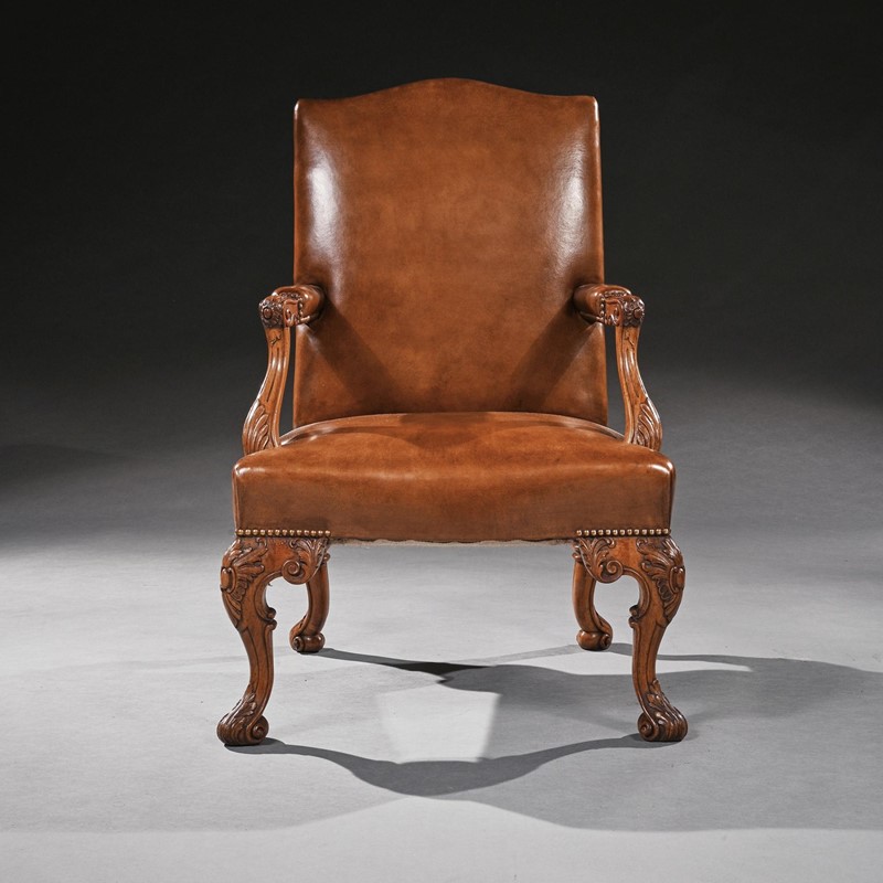 20th Century Walnut Carved Leather armchair-loveday-arm-chair-01-large-main-638029949751316435.jpeg