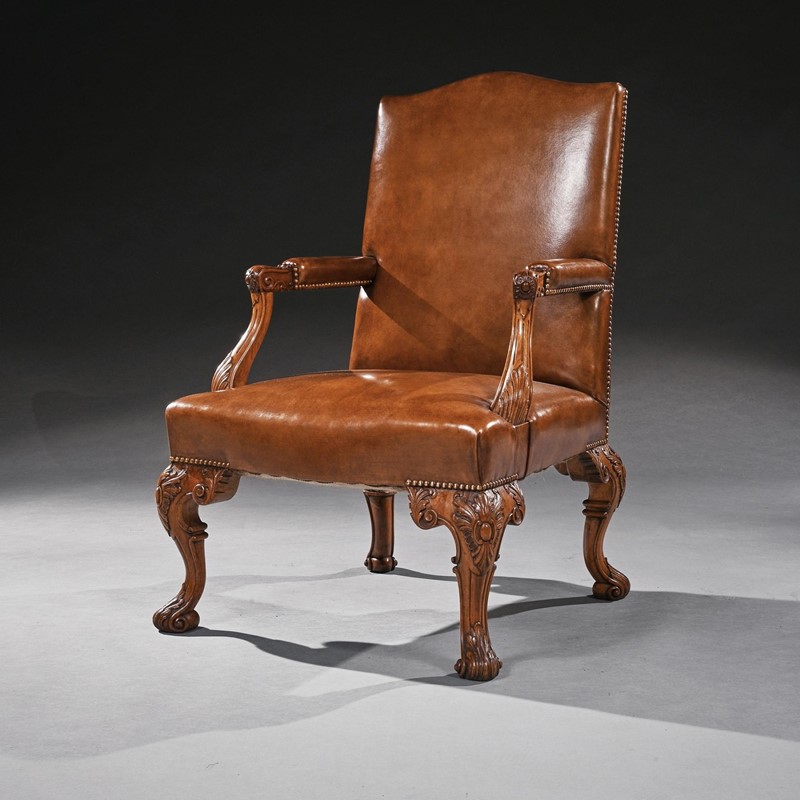 20th Century Walnut Carved Leather armchair-loveday-arm-chair-02-large-main-638029949766316654.jpeg