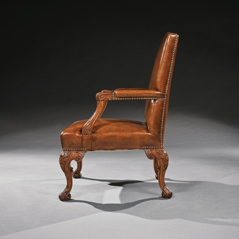20th Century Walnut Carved Leather armchair-loveday-arm-chair-03-large-main-638029949781628493.jpeg