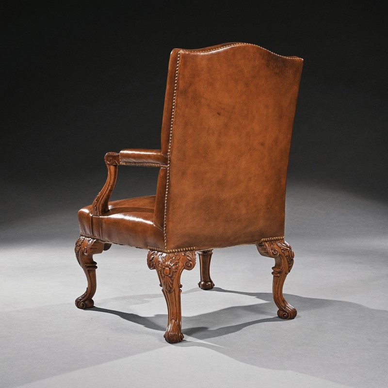 20th Century Walnut Carved Leather armchair-loveday-arm-chair-04-large-main-638029949813130842.jpeg