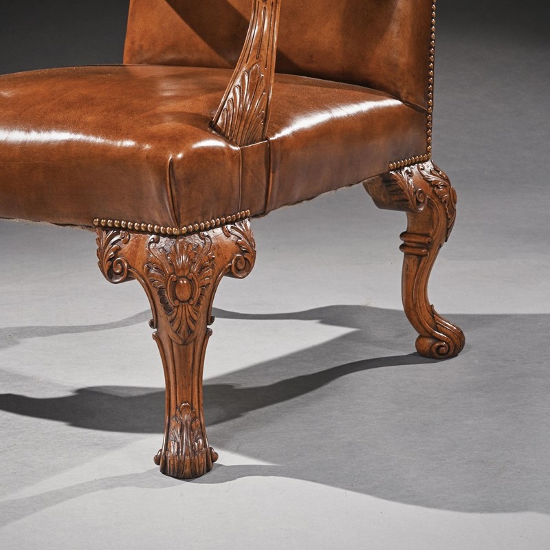20th Century Walnut Carved Leather armchair-loveday-arm-chair-05-large-main-638029949797349684.jpeg