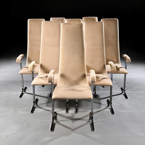 Set Of Eight Mid Century High Back Lisse Dining Chairs Designed By Tim Bates