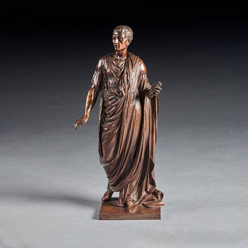 Fine Bronze Figure Of A Roman Orator Probably Julius Cesar By Mathurin Moreau.