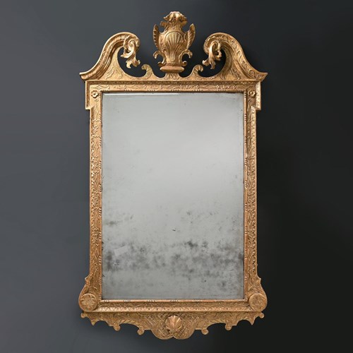 18Th Century George II Period Carved Gesso And Giltwood Mirror Of Excellent Prop