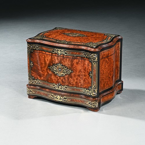 French Thuya And Brass Inlaid Serpentine Cave A Liqueur Or Tantalus Box