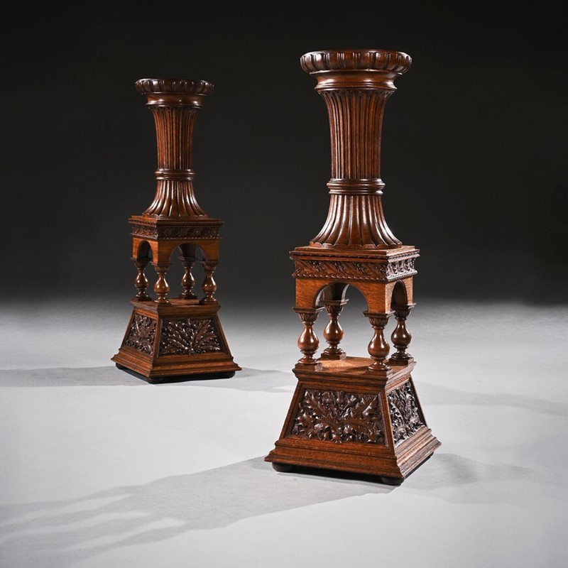 Pair of 19th Century Arts & Crafts Oak Torcheres-loveday-sqaure02-image-main-2-main-637758652133632229.jpg