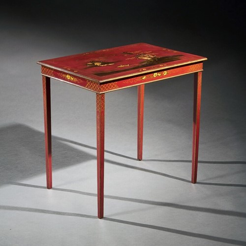 19Th Century Red Japanned Occasional Table