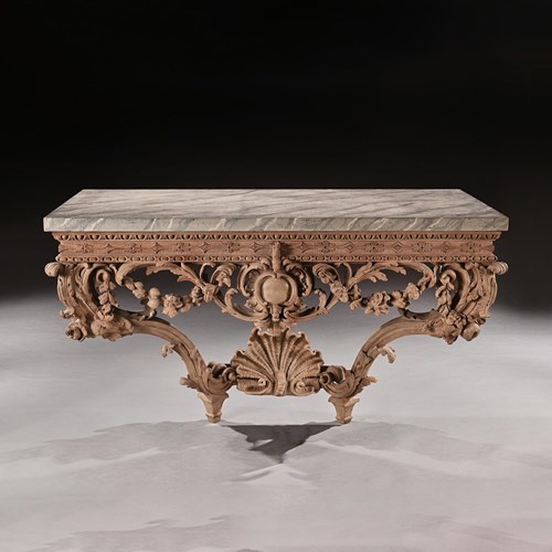 An Opulent 20Th Century Console Table In The Rococo Style With Simulated Marbled