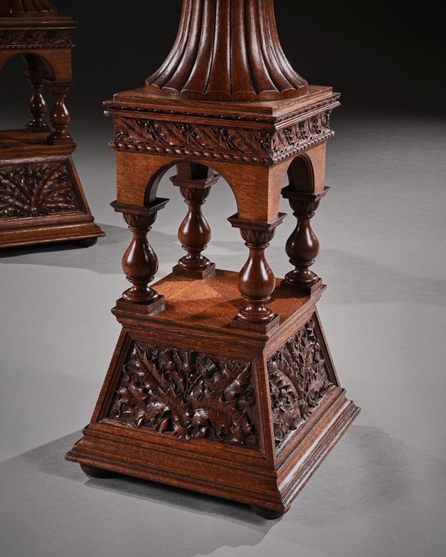 Pair of 19th Century Arts & Crafts Oak Torcheres-loveday-wood-stands-05-large-main-637758652110038536.jpg
