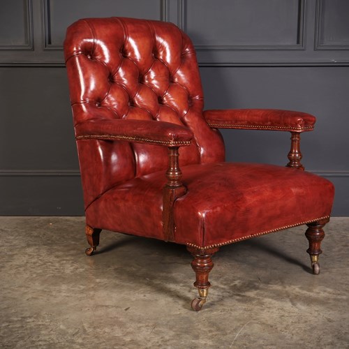 Stunning Oak & Leather Library Armchair Circa 1870