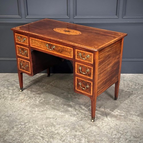 18Th Century Marquetry Inlaid Mahogany Writing Desk