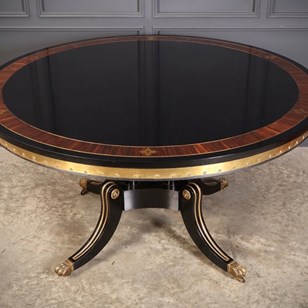 Striking Brass Inlaid Ebonised Roun...