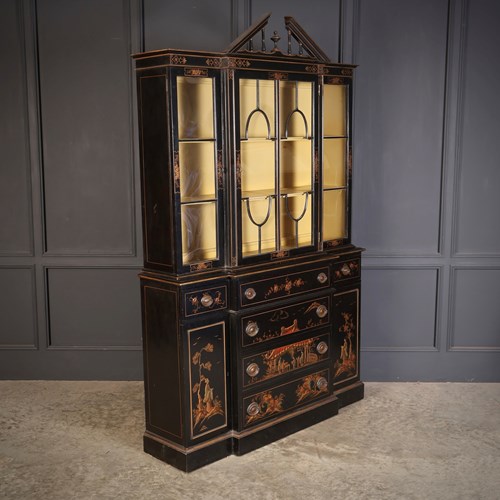 Chinoiserie Breakfront Glazed Secretaire Bookcase