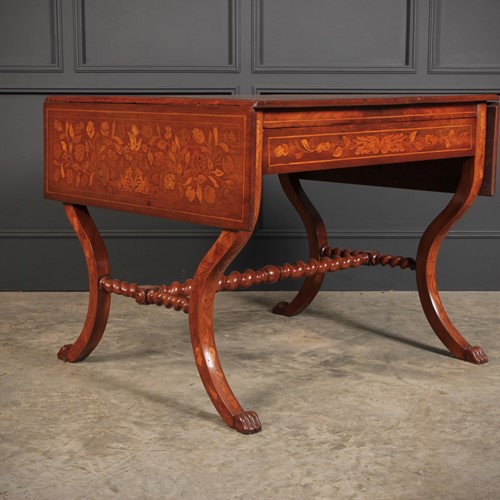 Dutch Marquetry Inlaid Walnut Sofa Table