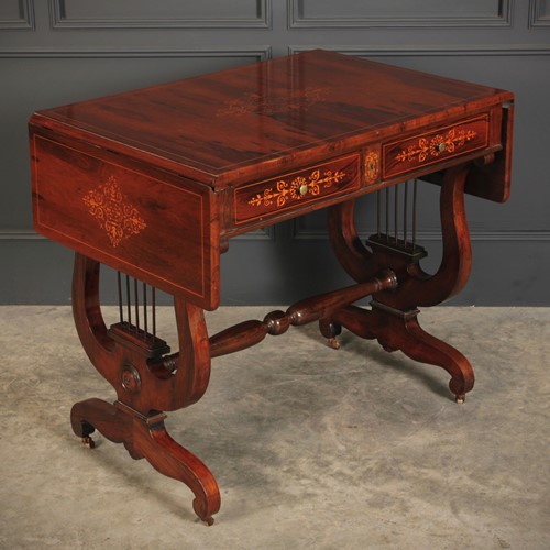 Marquetry Inlaid Rosewood Sofa Table