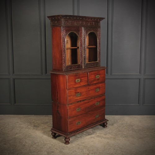 Anglo Indian Campaign Chest With Bookcase Top