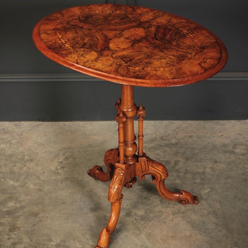 Inlaid Figured Walnut Occasional Wine Table