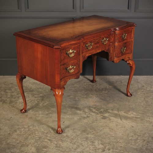 Elegant Walnut Writing Table Desk With Leather Inset Top