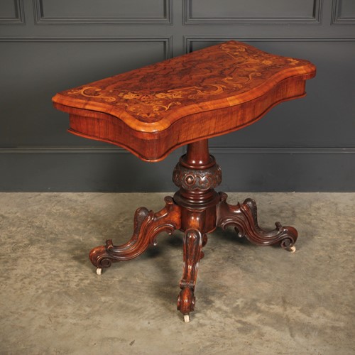 Marquetry Inlaid Walnut Card Table