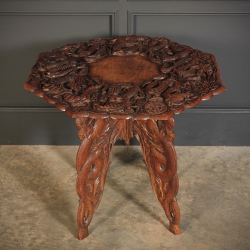 Chinese Carved Octagonal Occasional Table