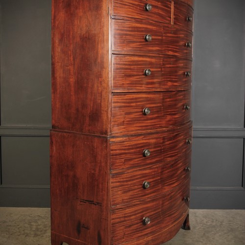 Rare Regency Bow Front Chest On Chest