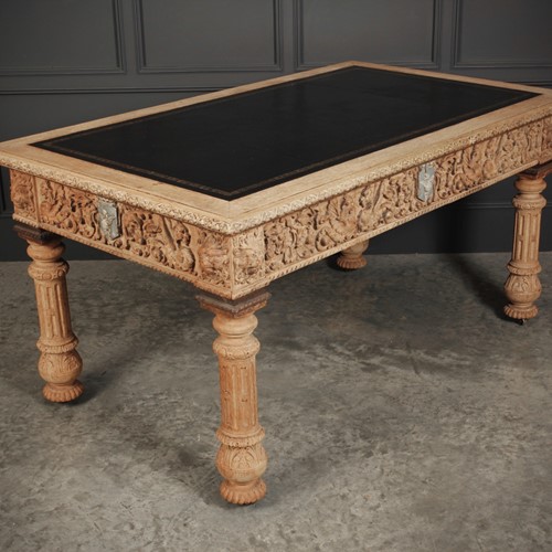 Impressive Bleached Oak Library Writing Table