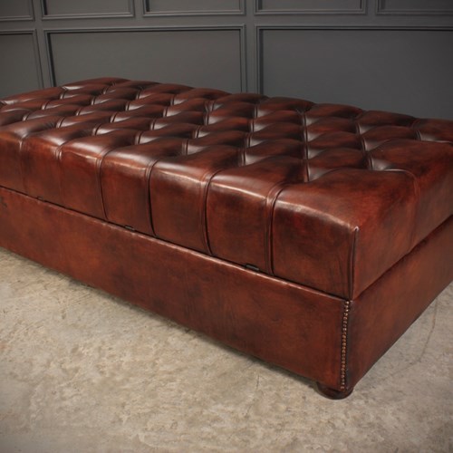 Very Large Buttoned Leather Ottoman