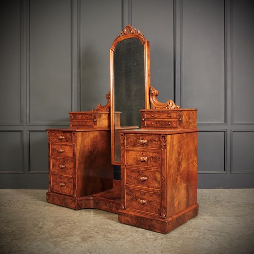 Magnificent Victorian Burr Walnut Dressing Table