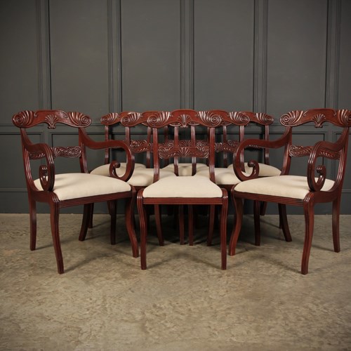 Set Of 8 Regency Mahogany Dining Chairs