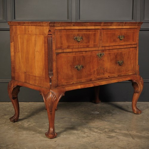 Queen Anne Walnut Low Chest Of Drawers