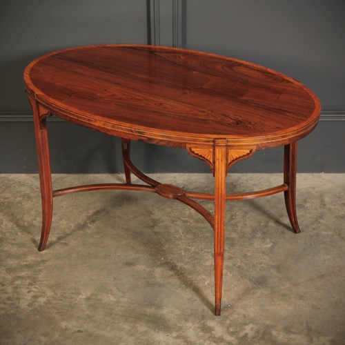 Rare Rosewood Oval Coffee Table By Jas Shoolbred & Co.