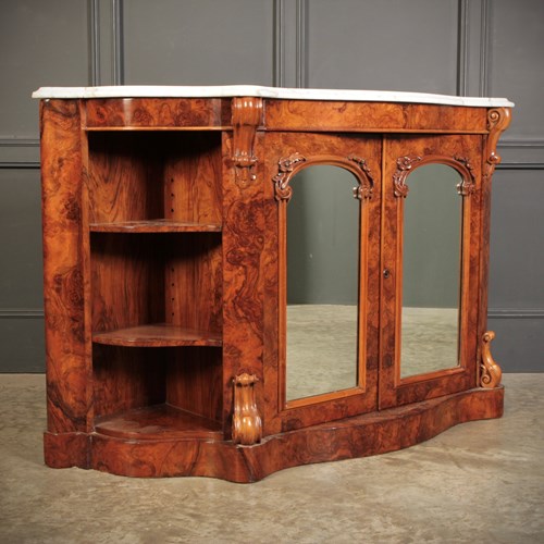 Victorian Shaped Walnut Side Cabinet / Credenza