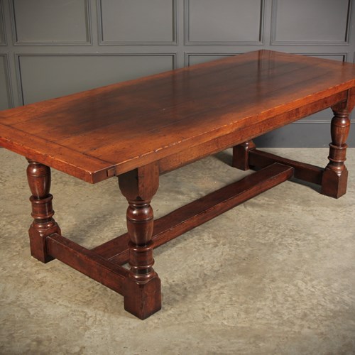 Solid Distressed Oak Refectory Dining Table