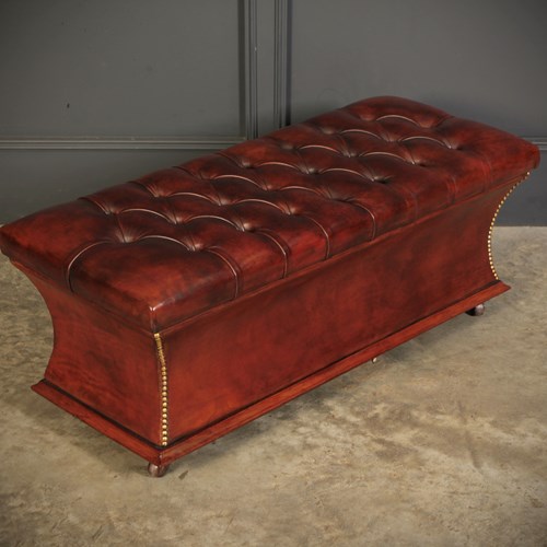 Late Regency Sarcophagus Buttoned Leather Ottoman