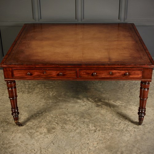 Large George IV Mahogany & Leather Partners Writing Table