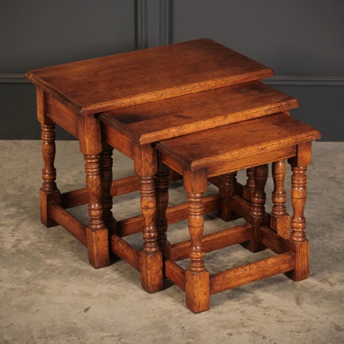 Solid Ipswich Oak Nest of 3 Tables
