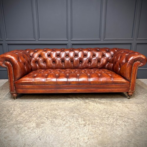 Genuine Victorian Buttoned Leather Chesterfield Sofa
