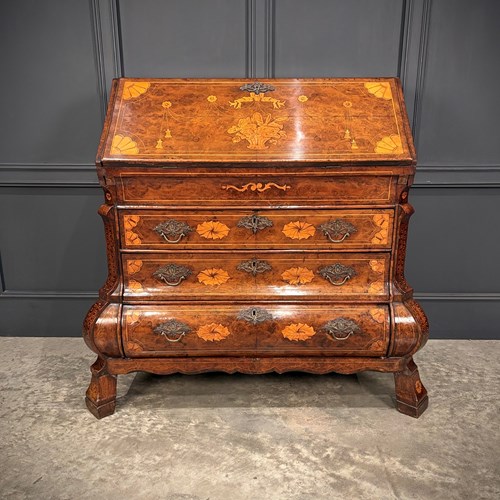 Dutch Marquetry Inlaid Walnut Bureau