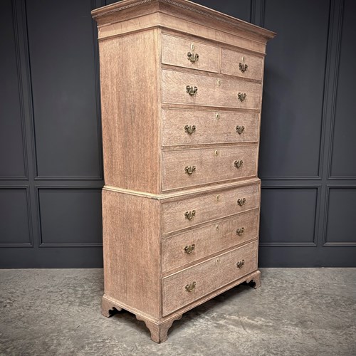 18Th Century Bleached Oak Chest On Chest