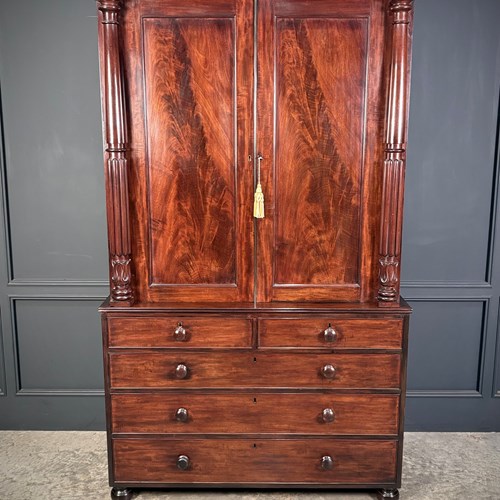 William IV Mahogany Linen Press