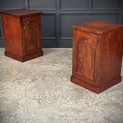 Pair Of Large Flame Mahogany Bedside Cabinets